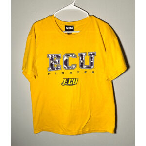 Vintage East Carolina ECU Pirates NCAA Gold T-Shirt Sz